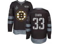 #33 Zdeno Chara Black Hockey Men's Jersey Boston Bruins 2019 Stanley Cup Final Bound 1917-2017 100th Anniversary