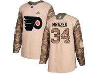 #34 Authentic Petr Mrazek Camo Adidas NHL Men's Jersey Philadelphia Flyers Veterans Day Practice