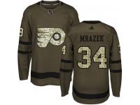 #34 Authentic Petr Mrazek Green Adidas NHL Men's Jersey Philadelphia Flyers Salute to Service