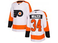 #34 Authentic Petr Mrazek White Adidas NHL Away Men's Jersey Philadelphia Flyers