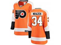 #34 Breakaway Petr Mrazek Orange NHL Home Women's Jersey Philadelphia Flyers