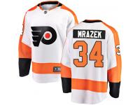 #34 Breakaway Petr Mrazek White NHL Away Men's Jersey Philadelphia Flyers