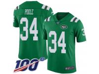 #34 Limited Brian Poole Green Football Men's Jersey New York Jets Rush Vapor Untouchable 100th Season