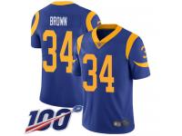 #34 Limited Malcolm Brown Royal Blue Football Alternate Men's Jersey Los Angeles Rams Vapor Untouchable 100th Season