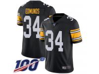 #34 Limited Terrell Edmunds Black Football Alternate Men's Jersey Pittsburgh Steelers Vapor Untouchable 100th Season