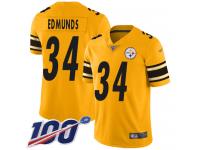 #34 Limited Terrell Edmunds Gold Football Men's Jersey Pittsburgh Steelers Inverted Legend 100th Season