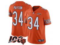 #34 Limited Walter Payton Orange Football Alternate Men's Jersey Chicago Bears 100th Season