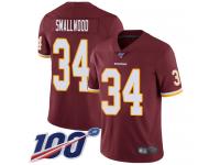 #34 Limited Wendell Smallwood Burgundy Red Football Home Youth Jersey Washington Redskins Vapor Untouchable 100th Season