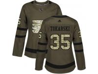 #35 Authentic Dustin Tokarski Green Adidas NHL Women's Jersey Philadelphia Flyers Salute to Service