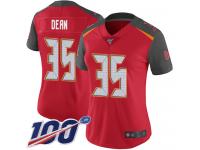 #35 Limited Jamel Dean Red Football Home Women's Jersey Tampa Bay Buccaneers Vapor Untouchable 100th Season