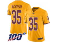 #35 Limited Montae Nicholson Gold Football Men's Jersey Washington Redskins Rush Vapor Untouchable 100th Season