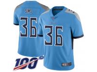 #36 Limited LeShaun Sims Light Blue Football Alternate Men's Jersey Tennessee Titans Vapor Untouchable 100th Season