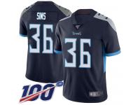 #36 Limited LeShaun Sims Navy Blue Football Home Men's Jersey Tennessee Titans Vapor Untouchable 100th Season