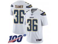 #36 Limited Roderic Teamer White Football Road Men's Jersey Los Angeles Chargers Vapor Untouchable 100th Season