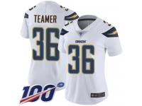 #36 Limited Roderic Teamer White Football Road Women's Jersey Los Angeles Chargers Vapor Untouchable 100th Season