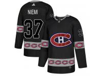 #37 Adidas Authentic Antti Niemi Men's Black NHL Jersey - Montreal Canadiens Team Logo Fashion