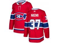 #37 Adidas Authentic Antti Niemi Men's Red NHL Jersey - Home Montreal Canadiens