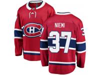 #37 Breakaway Antti Niemi Men's Red NHL Jersey - Home Montreal Canadiens