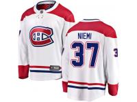 #37 Breakaway Antti Niemi Men's White NHL Jersey - Away Montreal Canadiens
