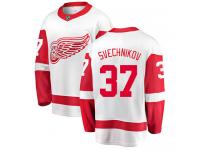#37 Breakaway Evgeny Svechnikov Men's White NHL Jersey - Away Detroit Red Wings