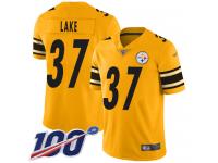 #37 Limited Carnell Lake Gold Football Men's Jersey Pittsburgh Steelers Inverted Legend 100th Season