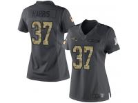 #37 Limited Damien Harris Black Football Women's Jersey New England Patriots 2016 Salute to Service