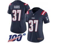 #37 Limited Damien Harris Navy Blue Football Women's Jersey New England Patriots Rush Vapor Untouchable 100th Season