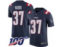 #37 Limited Damien Harris Navy Blue Football Youth Jersey New England Patriots Rush Vapor Untouchable 100th Season