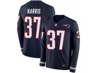 #37 Limited Damien Harris Navy Blue Football Youth Jersey New England Patriots Therma Long Sleeve