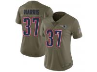 #37 Limited Damien Harris Olive Football Women's Jersey New England Patriots 2017 Salute to Service