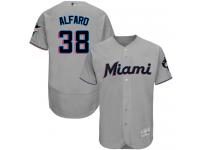 #38 Jorge Alfaro Grey Baseball Road Men's Jersey Miami Marlins Flex Base