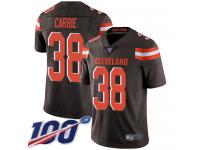 #38 Limited T. J. Carrie Brown Football Home Men's Jersey Cleveland Browns Vapor Untouchable 100th Season