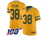 #38 Limited Tramon Williams Gold Football Men's Jersey Green Bay Packers Inverted Legend 100th Season