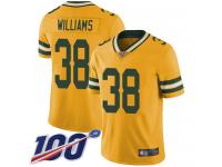 #38 Limited Tramon Williams Gold Football Men's Jersey Green Bay Packers Rush Vapor Untouchable 100th Season