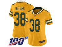 #38 Limited Tramon Williams Gold Football Women's Jersey Green Bay Packers Inverted Legend 100th Season