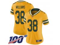 #38 Limited Tramon Williams Gold Football Women's Jersey Green Bay Packers Rush Vapor Untouchable 100th Season