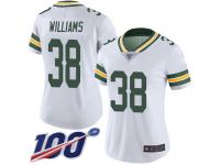 #38 Limited Tramon Williams White Football Road Women's Jersey Green Bay Packers Vapor Untouchable 100th Season