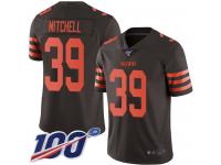 #39 Limited Terrance Mitchell Brown Football Men's Jersey Cleveland Browns Rush Vapor Untouchable 100th Season