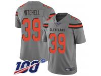 #39 Limited Terrance Mitchell Gray Football Men's Jersey Cleveland Browns Inverted Legend 100th Season