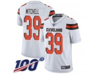 #39 Limited Terrance Mitchell White Football Road Men's Jersey Cleveland Browns Vapor Untouchable 100th Season