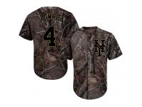 #4 Authentic Jed Lowrie Men's Camo Baseball Jersey - New York Mets Realtree Collection Flex Base