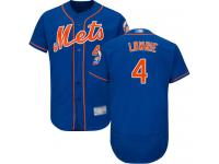 #4 Authentic Jed Lowrie Men's Royal Blue Baseball Jersey - Alternate New York Mets Flex Base