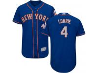 #4 Authentic Jed Lowrie Men's Royal Gray Baseball Jersey - Alternate New York Mets Flex Base
