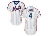 #4 Authentic Jed Lowrie Men's White Baseball Jersey - Alternate New York Mets Flex Base