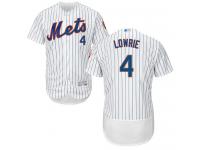 #4 Authentic Jed Lowrie Men's White Baseball Jersey - Home New York Mets Flex Base