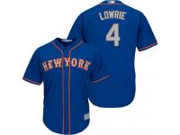 #4  Jed Lowrie Men's Royal Blue Baseball Jersey - Alternate Road New York Mets Cool Base