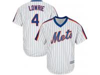 #4  Jed Lowrie Men's White Baseball Jersey - Alternate New York Mets Cool Base