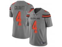 #4 Limited Britton Colquitt Gray Football Men's Jersey Cleveland Browns Inverted Legend Vapor Rush