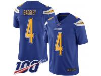 #4 Limited Michael Badgley Electric Blue Football Men's Jersey Los Angeles Chargers Rush Vapor Untouchable 100th Season