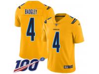 #4 Limited Michael Badgley Gold Football Men's Jersey Los Angeles Chargers Inverted Legend 100th Season